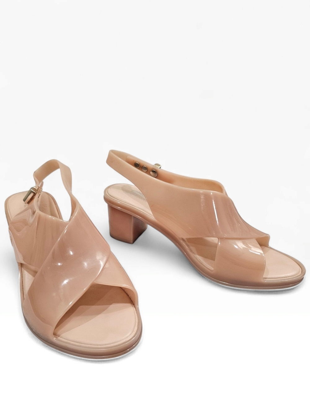 MELISSA + JASON WU Jamie Nude Blush Pink Cross Strap Slingback Sandals 8M